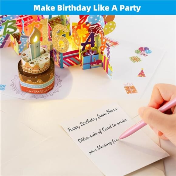 16 Musical 3D Birthday Card, Blowable Musical Birthday PopUp Card - Picture 6 of 7